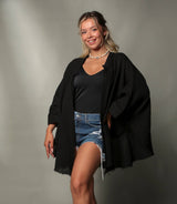 Muslin Kimono Robe with Golden Moon Phases / Poncho