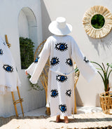 Blue Evil Eye Kaftan Kimono — Organic Cotton