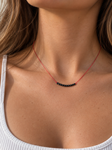 Panther Pride Necklace | Black Tourmaline on Red Silk