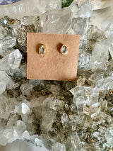 Gold Herkimer Bezel Earrings