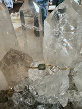 Herkimer & Moldavite Gold Bracelet