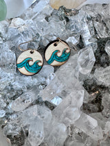 Ocean Wave Wood Earrings