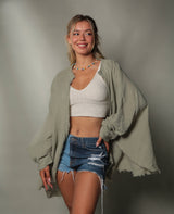 Muslin Kimono Robe with Golden Moon Phases / Poncho