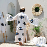 Blue Evil Eye Kaftan Kimono — Organic Cotton
